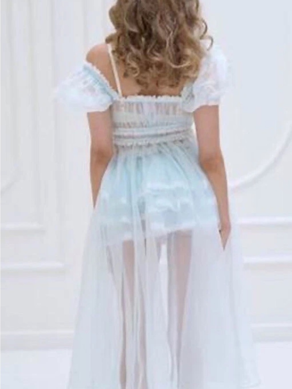 Selkie Sissy Baby Blue Boudoir Dress Sz 1X Chiffon 100% Silk NWT lace Toile - Picture 2 of 14